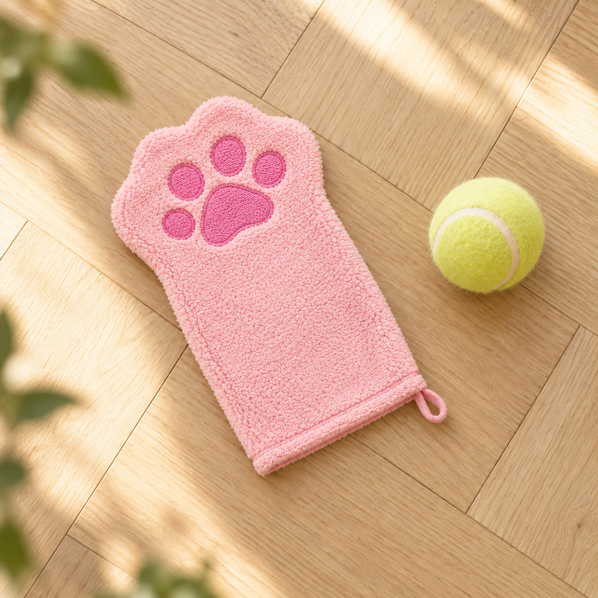 Gant séchant patte rose pour chien